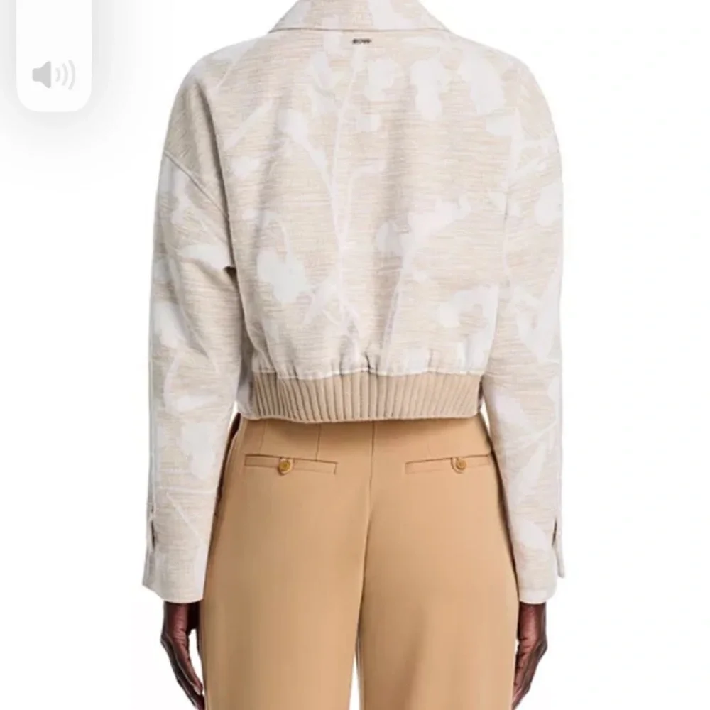 Beige Patterned Cropped Jacket - Picture 5 of 9